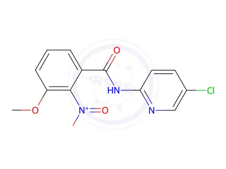 Chemical structure of N-(5-chloro-2-pyridinyl)-2-nitro-3-methoxyphenylcarboxamide