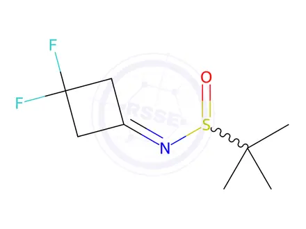 Chemical structure of N-(3,3-difluorocyclobutylidene)-2-methylpropane-2-sulfinamide