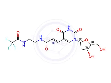 Chemical structure of 5-[N(2-Trifluoroacetamido)ethyl)-3-(E)-acrylamido]-2’-deoxyuridine