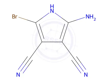 Chemical structure of 2-amino-5-bromo-1H-pyrrole-3,4-dicarbonitrile