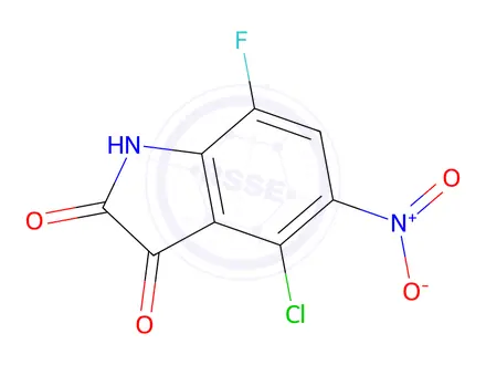 Chemical structure of 4-Chloro-7-fluoro-5-nitroindoline-2,3-dione