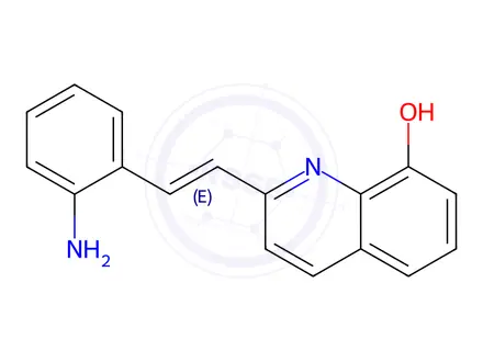 Chemical structure of 2-[2-(2-Aminophenyl)vinyl]quinolin-8-ol (>90%)