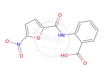 Chemical structure of 2-(5-Nitrofuran-2-amido)benzoic Acid
