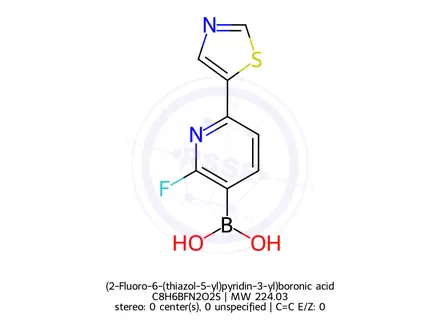 Chemical structure of (2-Fluoro-6-(thiazol-5-yl)pyridin-3-yl)boronic acid