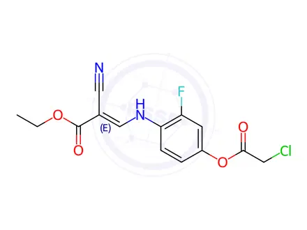 Chemical structure of ethyl 3-{4-[(2-chloroacetyl)oxy]-2-fluoroanilino}-2-cyanoacrylate