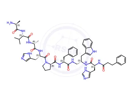 Chemical structure of (DEAMINO-PHE6, HIS7, D-ALA11, D-PRO13-PS I(CH2NH)-P
