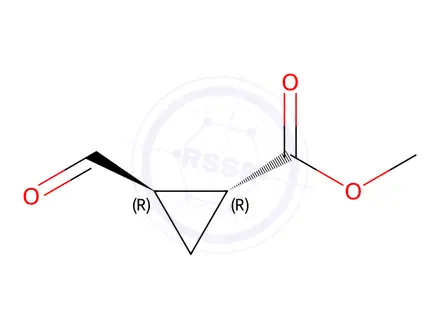 Chemical structure of Cyclopropanecarboxylic acid, 2-formyl-, methyl ester, (1R,2R)-rel-(9CI)