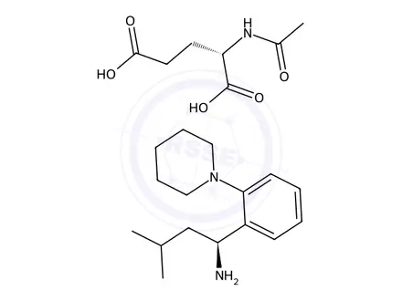 Chemical structure of (S,S’)-3-Methyl-1-(2-piperidinophenyl)butylamine N-Acetyl-glutamate Salt(Repaglinide Related Compound A)