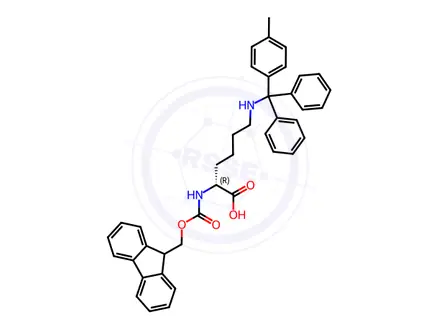 Chemical structure of FMOC-D-LYS(MTT)-OH