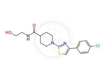 Chemical structure of 1-[4-(4-chlorophenyl)-1,3-thiazol-2-yl]-N-(2-hydroxyethyl)-4-piperidinecarboxamide