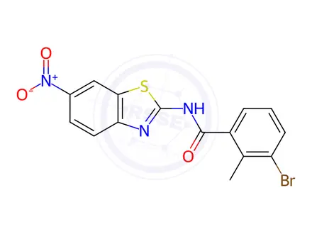 Chemical structure of Benzamide, 3-bromo-2-methyl-N-(6-nitro-2-benzothiazolyl)-