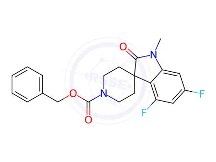 Chemical structure of benzyl 4,6-difluoro-1-methyl-2-oxospiro[indoline-3,4'-piperidine]-1'-carboxylate