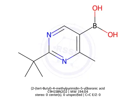 Chemical structure of (2-(tert-Butyl)-4-methylpyrimidin-5-yl)boronic acid