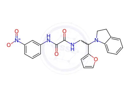 Chemical structure of N-[2-(2,3-dihydroindol-1-yl)-2-(furan-2-yl)ethyl]-N'-(3-nitrophenyl)oxamide