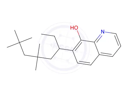 Chemical structure of 7-(5,5,7,7-Tetramethyloctan-3-yl)quinolin-8-ol