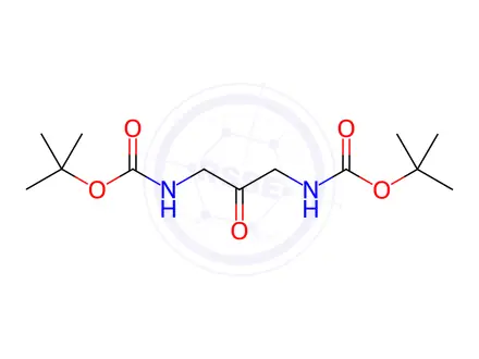 Chemical structure of Di-tert-butyl (2-oxopropane-1,3-diyl)dicarbamate