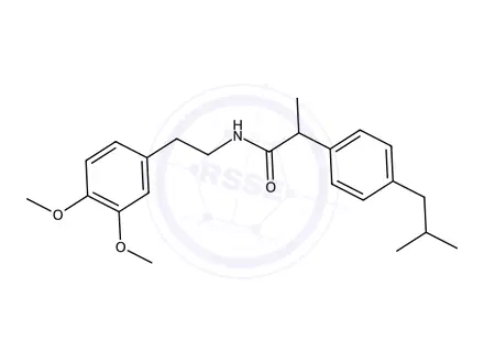 Chemical structure of N-(3,4-dimethoxyphenethyl)-2-(4-isobutylphenyl)propanamide