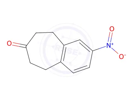 Chemical structure of 2-Nitro-5,6,8,9-tetrahydro-benzocyclohepten-7-one