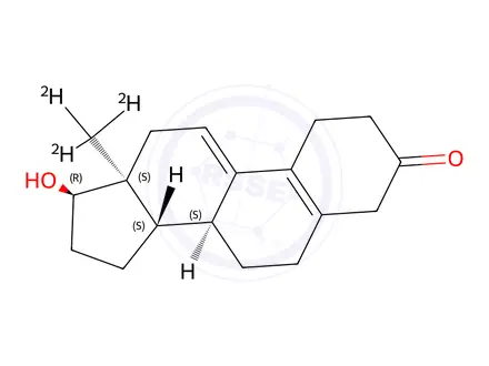 Chemical structure of 17a-Hydroxy Estra-5(10),9(11)-dien-3-one-d3