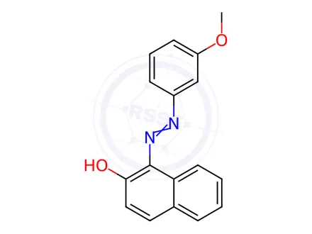 Chemical structure of 2-Naphthalenol, 1-[2-(3-methoxyphenyl)diazenyl]-