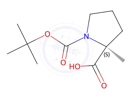 Chemical structure of (S)-1-(tert-Butoxycarbonyl)-2-methylpyrrolidine-2-carboxylic acid