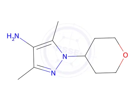 Chemical structure of 3,5-Dimethyl-1-(tetrahydro-2h-pyran-4-yl)-1h-pyrazol-4-amine
