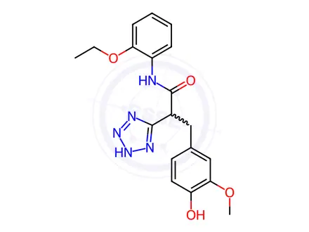 Chemical structure of N-(2-Ethoxyphenyl)-3-(4-hydroxy-3-methoxyphenyl)-2-(2H-1,2,3,4-tetrazol-5-yl)propanamide