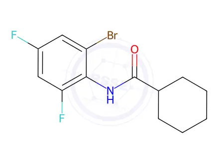 Chemical structure of N-(2-bromo-4,6-difluorophenyl)cyclohexanecarboxamide