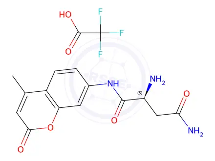 Chemical structure of (S)-2-amino-N1-(4-methyl-2-oxo-2H-chromen-7-yl)succinamide 2,2,2-trifluoroacetate