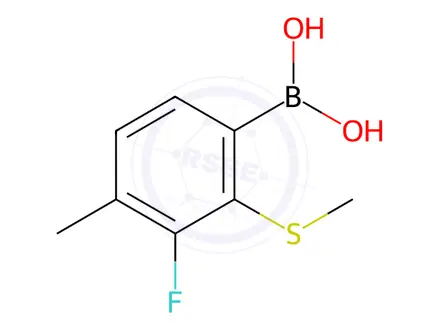 Chemical structure of 3-Fluoro-4-methyl-2-(methylthio)phenylboronic acid