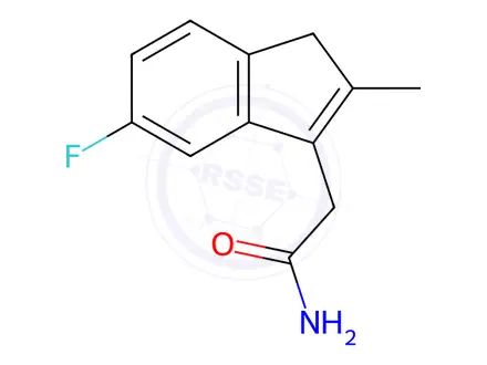 Chemical structure of 2-(5-fluoro-2-methyl-1H-inden-3-yl)acetamide