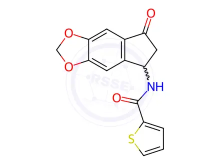 Chemical structure of N-{7-oxo-2H,5H,6H,7H-indeno[5,6-d][1,3]dioxol-5-yl}thiophene-2-carboxamide