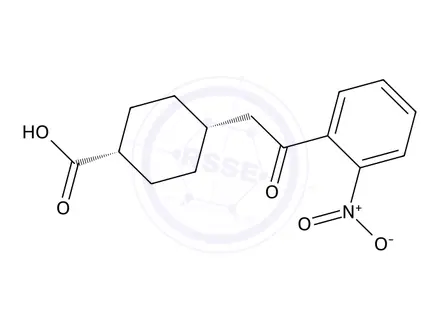 Chemical structure of cis-4-[2-Oxo-2-(2-nitrophenyl)ethyl]-cyclohexane-1-carboxylic acid