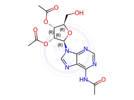 Chemical structure of Adenosine, N-acetyl-, 2',3'-diacetate