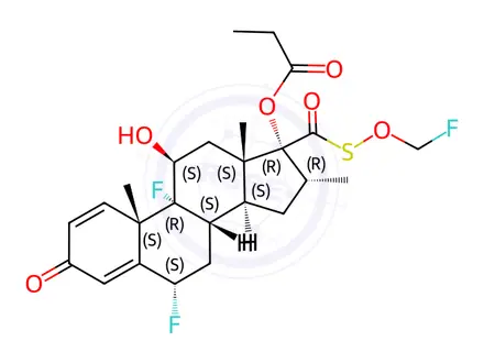 Chemical structure of Fluticasone SO-(fluoromethyl) ester Impurity