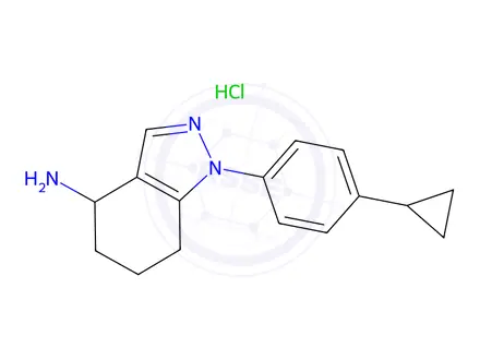 Chemical structure of 1-(4-Cyclopropylphenyl)-4,5,6,7-tetrahydro-1H-indazol-4-amine Hydrochloride