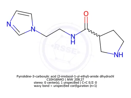 Chemical structure of Pyrrolidine-3-carboxylic acid (2-imidazol-1-yl-ethyl)-amide dihydrochloride