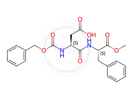 Chemical structure of 1-methyl 3-phenyl-N-[N-[(phenylmethoxy)carbonyl]-L-alpha-aspartyl]-L-alaninate