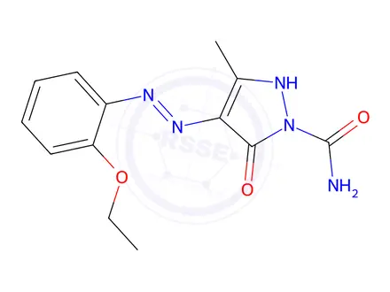 Chemical structure of 4-[2-(o-Ethoxyphenyl)hydrazono]-3-methyl-5-oxo-2-pyrazoline-1-carboxamide