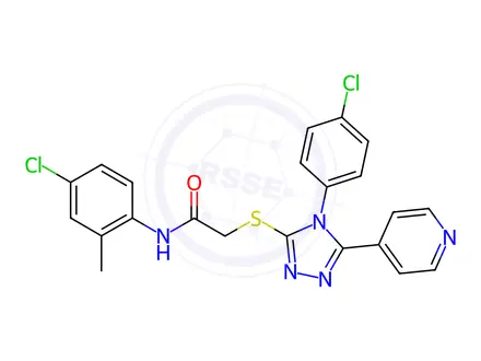 Chemical structure of N-(4-Chloro-2-methylphenyl)-2-((4-(4-chlorophenyl)-5-(pyridin-4-yl)-4H-1,2,4-triazol-3-yl)thio)acetamide