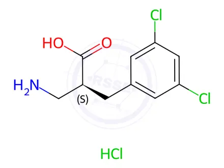 Chemical structure of (S)-3-amino-2-(3,5-dichlorobenzyl)propanoicacid-HCl
