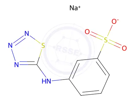 Chemical structure of Sodium 3-(1,2,3,4thiatriazol-5-ylamino)-benzenesulfote