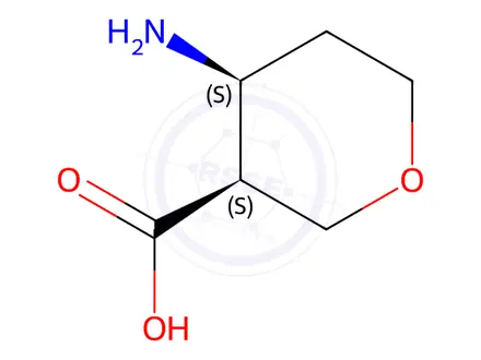 Chemical structure of (3S,4S)-4-aminotetrahydro-2H-pyran-3-carboxylic acid