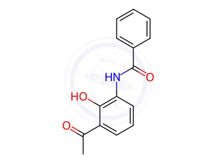 Chemical structure of Benzamide, N-(3-acetyl-2-hydroxyphenyl)-