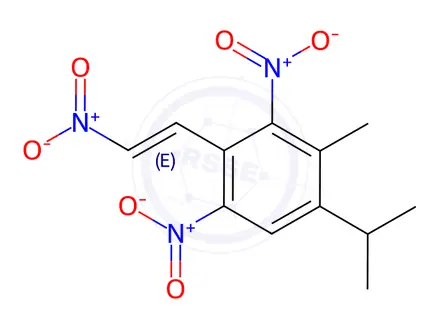 Chemical structure of 4-Isopropyl-3-methyl-2,6-dinitro-1-[(E)-2-nitrovinyl]benzene