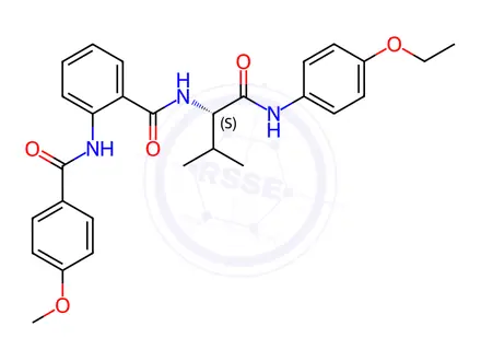 Chemical structure of Benzamide, N-[(1S)-1-[[(4-ethoxyphenyl)amino]carbonyl]-2-methylpropyl]-2-[(4-methoxybenzoyl)amino]-(9CI)