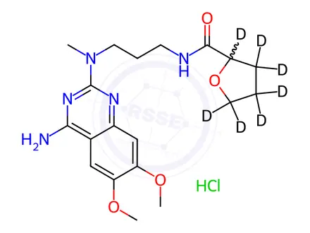 Chemical structure of (±)-Alfuzosin D7 HCl (tetrahydrofuroyl D7)
