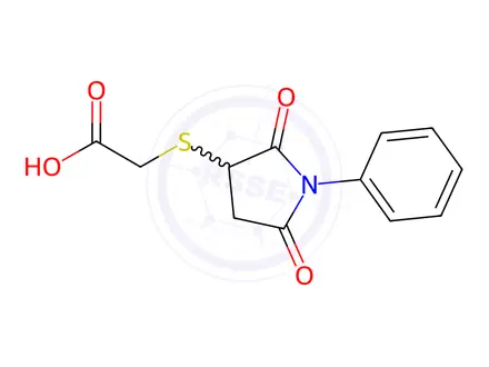 Chemical structure of [(2,5-Dioxo-1-phenylpyrrolidin-3-yl)thio]-acetic acid