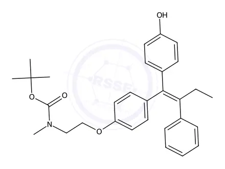 Chemical structure of N-Boc-N-desmethyl-4-hydroxy Tamoxifen (E/Z Mixture)