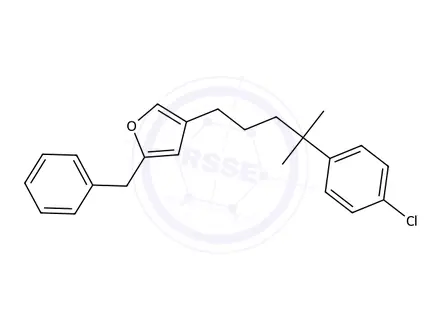 Chemical structure of 2-Benzyl-4-(4-(4-chlorophenyl)-4-methylpentyl)furan